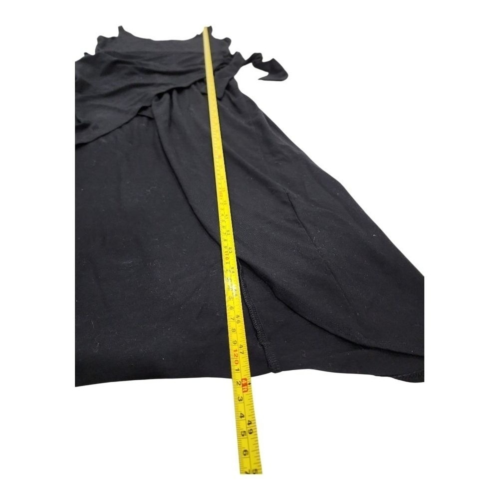 Reformation Jeans High Low Wrap Dress Womens Medium Black Sustainable Chic - Picture 6 of 10